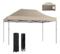 Outsunny Gazebo Pieghevole 2.9x4.3 m Pop Up con Finestre Marrone Sabbia