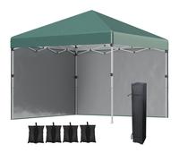 Outsunny Gazebo pieghevole, 2 pareti laterali, altezza regolabile, con borsa per il trasporto, struttura in acciaio inox, 3 x 3 m, Verde Aosom Italy