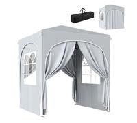 Outsunny Gazebo Pieghevole 2 x 2 m, Gazebo da Giardino Portatile UPF50+ con 4 Pareti Laterali, Altezza Regolabile, Borsa da Trasporto per Feste, Eventi, Campeggio, Grigio Chiaro