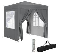 Outsunny Gazebo Pieghevole 2x2 m Pop Up con 2 Porte, 2 Finestre, 4 Pareti Rimovibili, Gazebo da Esterno con Borsa da Trasporto in Acciaio e Tessuto Oxford, per Giardino, Feste, Campeggio, Grigio