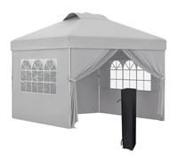 Outsunny Gazebo Pieghevole 3x3 m Pop Up Altezza Regolabile Grigio Chiaro