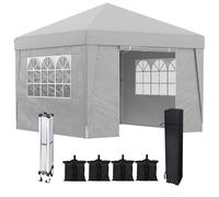 Outsunny Gazebo Pieghevole 3x3 Pop Up ad Altezza Regolabile Grigio Chiaro
