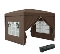 Outsunny Gazebo Pieghevole 3x3 Pop Up con 2 Porte e 2 Finestre, 4 Pannelli Laterali e Borsa da Trasporto, Gazebo da Esterno in Acciaio e Tessuto Oxford, per Giardino, Feste, Campeggio, Caffè