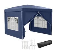 Outsunny Gazebo Pieghevole 3x3 Pop Up con 2 Porte e 2 Finestre, 4 Pannelli Laterali e Borsa da Trasporto, Gazebo da Esterno in Acciaio e Tessuto Oxford, per Giardino, Feste, Campeggio, Blu