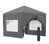 Outsunny Gazebo Pieghevole 3x3 Pop Up con 2 Porte, in Acciaio Grigio