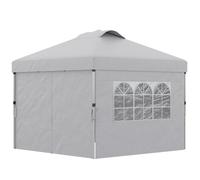 Outsunny Gazebo Pieghevole 3x3 m Pop Up ad Altezza Regolabile con Porta, 2 Finestre e Borsa da Trasporto, Gazebo da Esterno in Acciaio e Oxford, UV30+, per Giardino, Feste, Campeggio, Grigio Chiaro