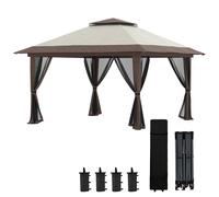 Outsunny Gazebo Pieghevole 4x4 con Fori di Drenaggio e Zanzariere