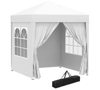 Outsunny Gazebo Pieghevole con 4 Pareti Rimovibili e Borsa da Trasporto, in Metallo e Poliestere, 2x2m, Bianco Aosom Italy