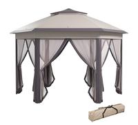 Outsunny Gazebo pieghevole da giardino con 6 pareti laterali e borsa da trasporto, per giardino, terrazza, festival, 4x4m, Caffè+Beige Aosom Italy