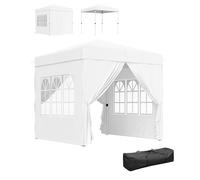 Outsunny Gazebo pieghevole pop-up 2,5x2,5 m Gazebo pieghevole con 4 pareti laterali Anti-UV Altezza regolabile e borsa di trasporto per feste in campeggio Bianco