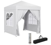 Outsunny Gazebo Pieghevole Pop Up 2x2 m con 4 Pareti Rimovibili e Sacca Bianco