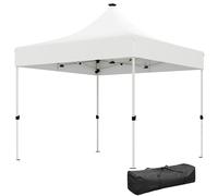 Outsunny Gazebo Pieghevole 3x3 m Pop Up ad Altezza Regolabile a 3 Livelli con Luci LED Solari e Borsa da Trasporto, Gazebo da Esterno in Metallo e Oxford, UV50+, per Giardino, Feste, Campeggio, Bianco