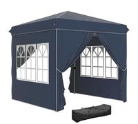 Outsunny Gazebo pieghevole pop-up gazebo 2,5 x 2,5 m gazebo pieghevole con 4 pareti laterali anti-UV, altezza regolabile e borsa da trasporto per campeggio feste blu scuro