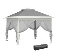 Outsunny Gazebo Pop Up 3.3x3.3 m Regolabile con Zanzariere Grigio Scuro