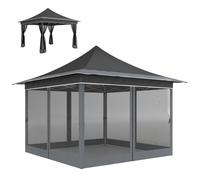 Outsunny Gazebo Pop Up ad Altezza Regolabile con Zanzariera Grigio Scuro