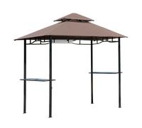 Outsunny Gazebo Riparo per Barbecue BBQ Tendone da Esterno Doppio Tetto in Poliestere, 245 x 148cm, Caffè