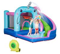 Outsunny Gioco Gonfiabile per Bambini 3-8 Anni a Tema Narvalo con Borsa, 11 Paletti e Toppe Inclusi, 330x280x200 cm Aosom Italy