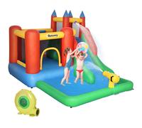 Outsunny Gioco Gonfiabile per Bambini 3-8 Anni con Scivolo, Trampolino, Piscina e Pistola ad Acqua, max 4 Bambini, 330x245x215cm Aosom