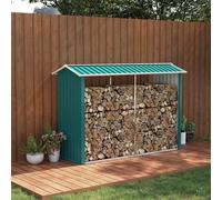 Outsunny green 240x86x160 cm tettoia per legna da ardere in acciaio zincato
