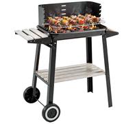Outsunny Griglia a Carbone BBQ con Ruote da Balcone 83 × 37 × 87 cm Nero