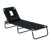 Outsunny HOMCOM Sedia a sdraio da giardino pieghevole lunga nera per lettura e prendisole