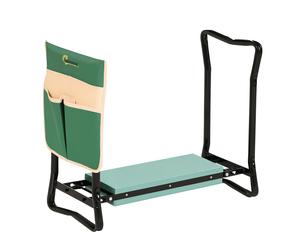 Outsunny Inginocchiatoio Panca da Giardino Pieghevole 2 in 1, Cuscini in EVA e Borsa Portaoggetti, Colore: Verde e Nero