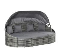 Outsunny Isola Relax in Rattan 4 pezzi con Tendalino Set Salotto 4 Cuscini Metallo Grigio 230 x 145 x 80 cm Aosom Italy