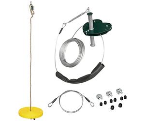 Outsunny Kit di traversata tirolese per bambini 6-10 anni Traversata tirolese da giardino Impugnatura antiscivolo Corda regolabile Dispositivo di protezione dell'albero Portata massima di 80 kg Cavo