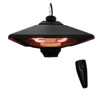 Outsunny Lampada Riscaldante per Esterni con Luce LED, 2 Livelli di Potenza 1000/2000W e Telecomando, 43x43x25cm, Nero