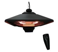 Outsunny Lampada Riscaldante per Esterni con Luce LED, 2 Livelli di Potenza 1000/2000W e Telecomando, 43x43x25cm, Nero