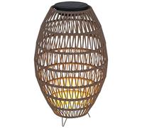 Outsunny Lampada solare in rattan, lanterna solare da giardino con luce accensione/spegnimento automatico, impermeabile IP44, lampada decorativa in rattan per esterni, per portico, vialetto, marrone