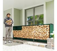 Outsunny Legnaia da Esterno in Metallo, Portalegna da Esterno con Copertura Impermeabile, Struttura Regolabile, Porta Legna Rialzato, 1m³, 300x36x99 cm, Nero e Verde Scuro Questo portalegna da esterno