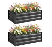 Outsunny Letti per Orto Rialzato Fondo Aperto Set di 2 100x60x30cm Grigio