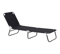 Outsunny Lettino da Giardino con Schienale Regolabile in 5 Posizioni, Lettino Pieghevole in Metallo e Tessuto Oxford, 188x56x28 cm, Nero