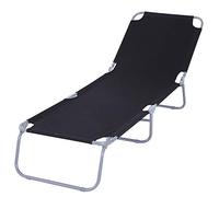 Outsunny Lettino da Giardino con Schienale Regolabile in 5 Posizioni, Lettino Pieghevole in Metallo e Tessuto Oxford, 187x55x24cm, Nero