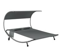 Outsunny Lettino da Giardino Prendisole Doppio con Ruote e Cuscini Grigio