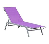 Outsunny - Lettino da sole a sdraio mare basculante, design contemporaneo, dimensioni 1,7 x 0,58 x 0,97 m, schienale reclinabile, multi-posizione, metallo epossidico textilene, colore: malva
