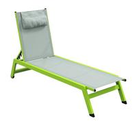 Outsunny Lettino da sole in alluminio e textilene con ruote e poggiatesta schienale reclinabile multi-posizione, verde