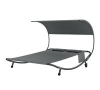 Outsunny Lettino Doppio Giardino con Baldacchino, Ruote, 2 Cuscini
