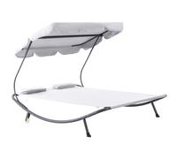 Outsunny Lettino Matrimoniale 2 Posti Parasole Regolabile da Esterno e Giardino 200x170 x134cm Crema Aosom