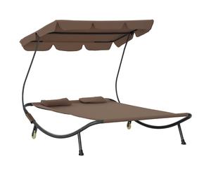 Outsunny Lettino Matrimoniale 2 Posti Parasole Regolabile da Esterno e Giardino 200x170 x134cm Marrone Aosom