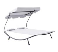 Outsunny Lettino Matrimoniale 2 Posti Prendisole Parasole Regolabile Esterno e Giardino 200x175x134cm Crema