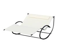 Outsunny Lettino Prendisole 2 Posti, Sdraio da Giardino a Dondolo in Metallo e Texteline, 140x200x36-88cm, Bianco Crema