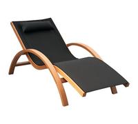 Outsunny - Lettino Prendisole Chaise Longue con Poggiatesta in Legno e Tessuto a Rete 165x72x86 cm