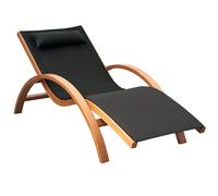 Outsunny Lettino Prendisole Chaise Longue con Poggiatesta Legno e Tessuto a Rete