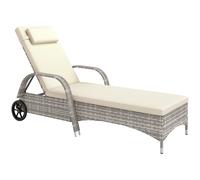 Outsunny Lettino prendisole con materasso, inclinazione multiposizione regolabile, braccioli, ruote 200 x 73 x 30-103 cm Grigio chiaro Aosom Italy