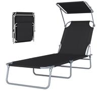 Outsunny Lettino Prendisole da Giardino, 187x58x36cm, Nero