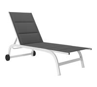 Outsunny Lettino Prendisole da Giardino con Ruote Grigio Scuro e Bianco