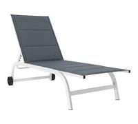 Outsunny Lettino Prendisole da Giardino con Ruote, in Texteline con Telaio in Alluminio, Grigio Scuro e Bianco Aosom Italy