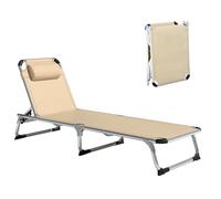 Outsunny Lettino Prendisole Pieghevole 4 Livelli 60x165x76 cm Beige